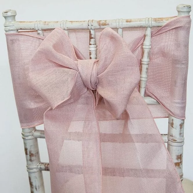 Blush pink linen chair sash