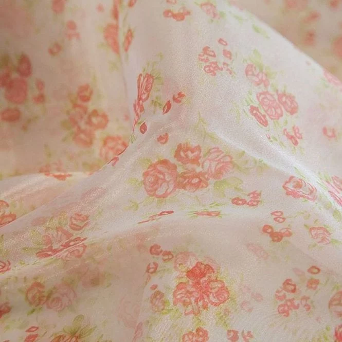 Vintage rose organza fabric